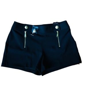 Express black shorts with gold zipper details